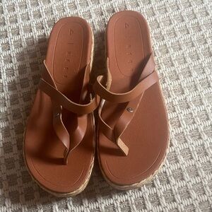 Reef Brown Leather Platform Sandals